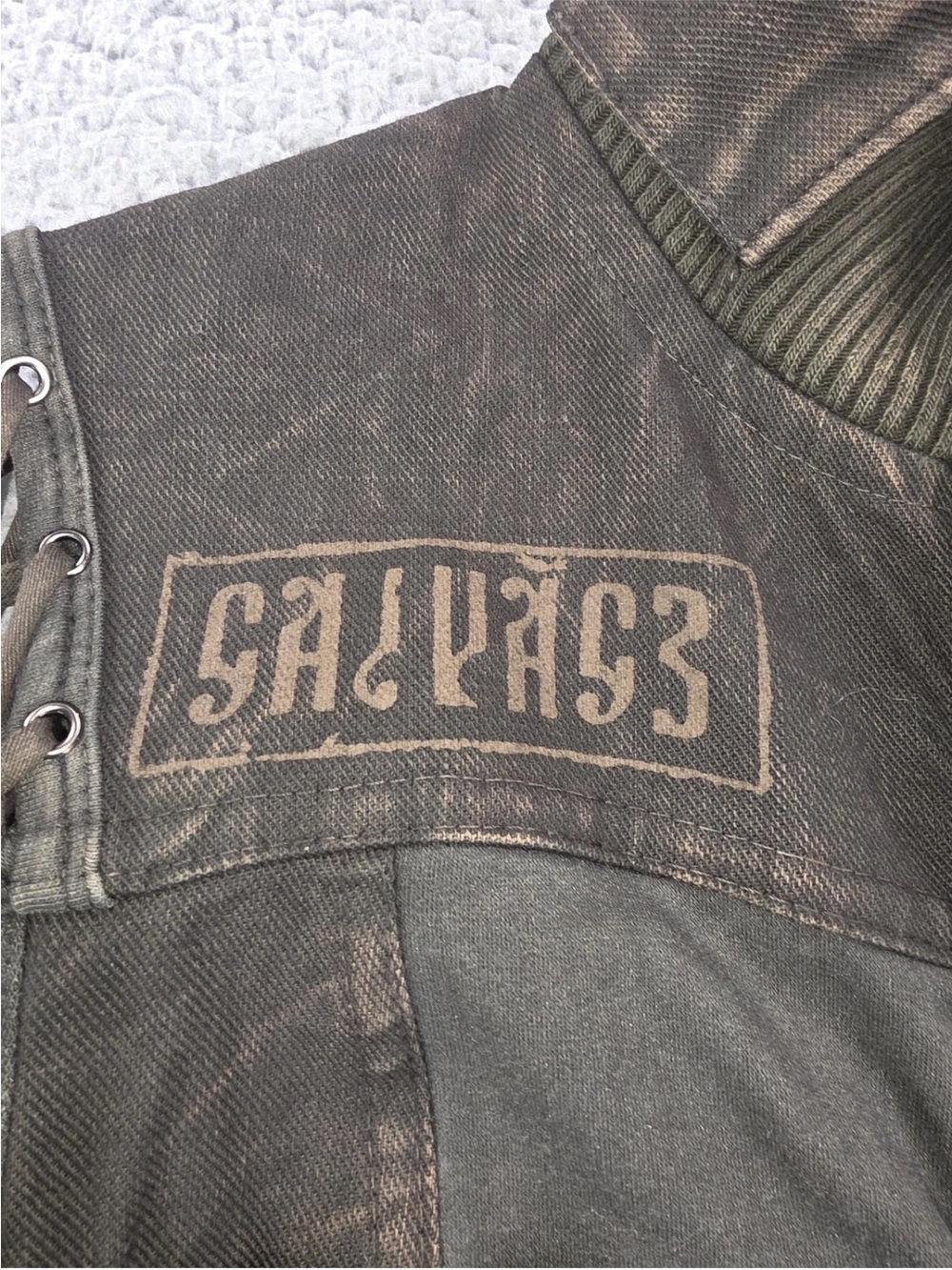 Salvage Olive Green Utility Lace-Up Long Jacket - Picture 4 of 7